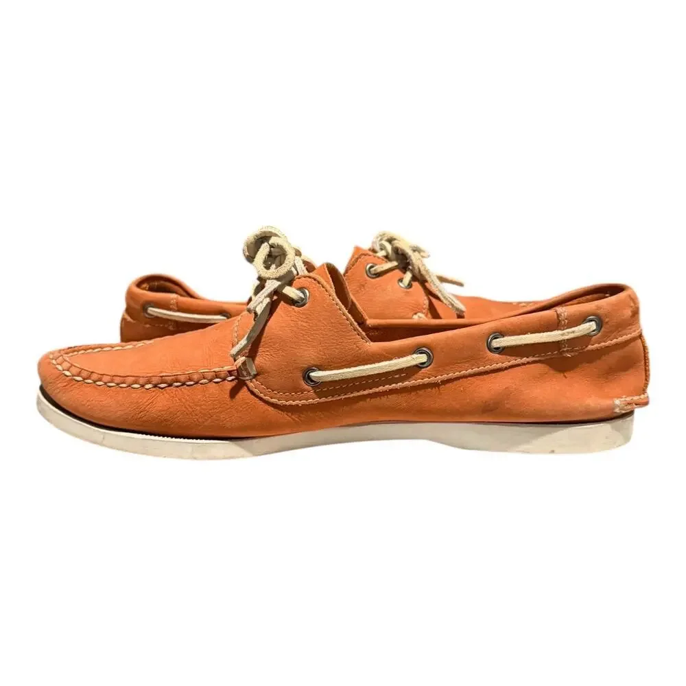1901 Nordstrom Boat Shoes Orange Leather Men’s 10.5 M